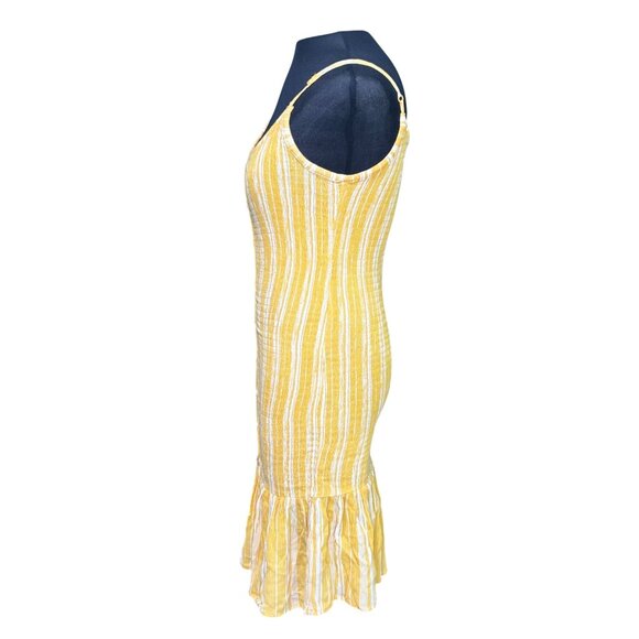 Yellow & White Striped Sleeveless Sundress With Ruffle Hem - Picture 2 of 11